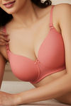 Zivame Padded Non Wired 3/4Th Coverage T-Shirt Bra - Dusty Cedar — thumbnail 4